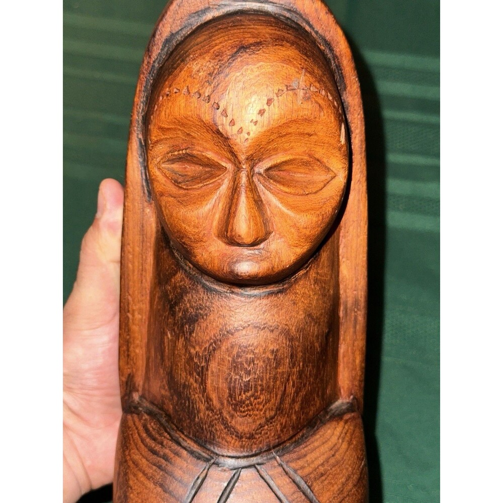 Vintage Hand Carved Wooden Female Figure Sculpture – Abstract Modernist Art